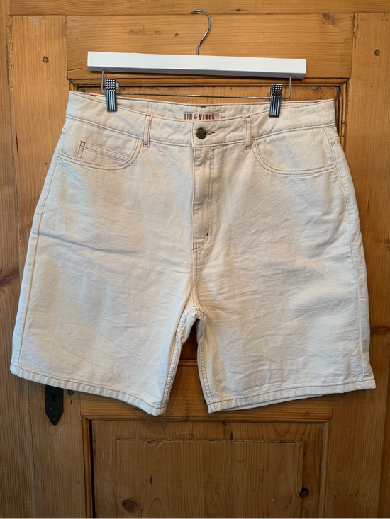 Fin & Vince Pants - High-Waist Cream Denim Jean Shorts by Finch & Vince